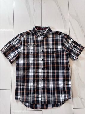 Harley-Davidson Men's Short Sleeve Plaid Button-Up Shirt Medium/large, like new!